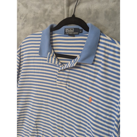 Polo Ralph Lauren Other - Polo Ralph Lauren Polo Shirt Mens Large Blue White Striped Cotton Short Sleeve